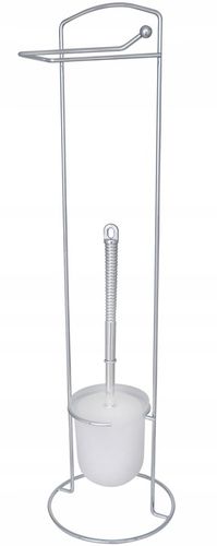 Stojak z uchwytem na papier toaletowy i szczotka do WC chrom srebrny na Arena.pl