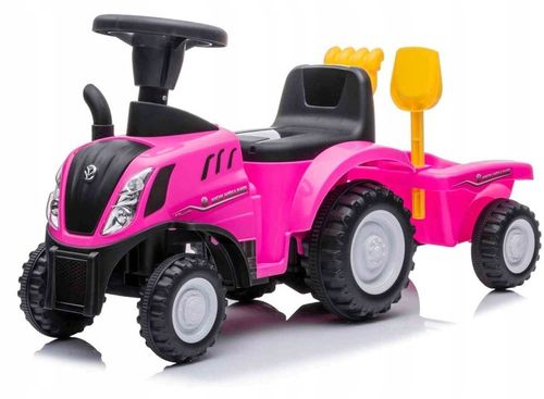 Jeździk pchacz chodzik traktor z przyczepą New Holland różowy na Arena.pl