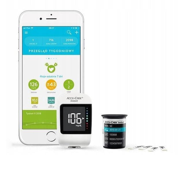 Glukometr Accu-Chek Instant mg/dL NOWY zestaw paski nakłuwacz lancety zdjęcie 3