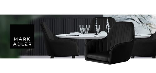 Krzesło welurowe tapicerowane MARK ADLER czarne do jadalni salonu loft na Arena.pl