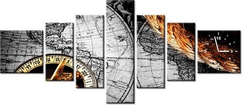 70CM 160CM ZEGAR 7 ELEME ZABYTKOWA MAPA DRUK OBRAZ na Arena.pl