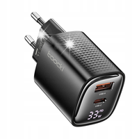 Inteligentna stacja ładująca Toocki GaN 33W 1*C + 1*USB z wyświetlaczem cyf