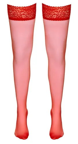 cottelli legwear pończochy czerwone z koronką xs 17 den oeko-tex na Arena.pl