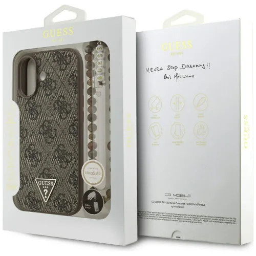 etui guess 4g strap triangle logo magsafe na iphone 17 - brązowe na Arena.pl