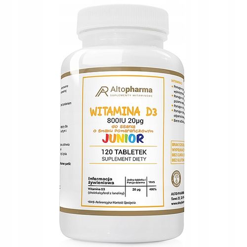 WITAMINA D3 800IU 20µg DLA DZIECI DO SSANIA 120tab na Arena.pl