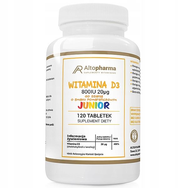 WITAMINA D3 800IU 20µg DLA DZIECI DO SSANIA 120tab zdjęcie 1