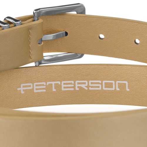 beżowy pasek damski ze skóry ekologicznej ze srebrną, peterson 105 na Arena.pl