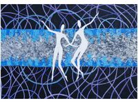 OBRAZ DRUK LUDZIE POCHŁONIĘCI MUZYKĄ BLUE BLUES