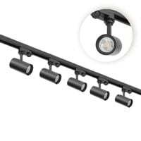 Zestaw szynowy 3 fazowy szyna 2m, 5x Lampa CZARNY kompletny zestaw