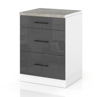 Szafka Kuchenna Stojąca Z Blatem 3 Szuflady 60cm Spremium Szary Połysk