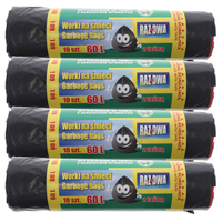 Worki na śmieci 60L czarne duże z taśmą 4x10 sztuk