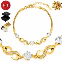 ZŁOTA BRANSOLETKA DAMSKA 585 NIESKOŃCZONOŚĆ CYRKONIE DLA KOBIETY