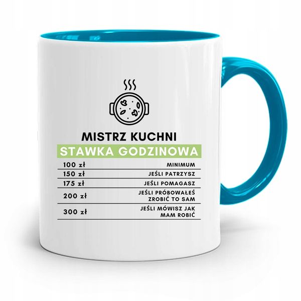 Kubek Błękitny Dla Kucharza Mistrz Kuchni Stawka Z Nadrukiem Ze Zdjęciem zdjęcie 1