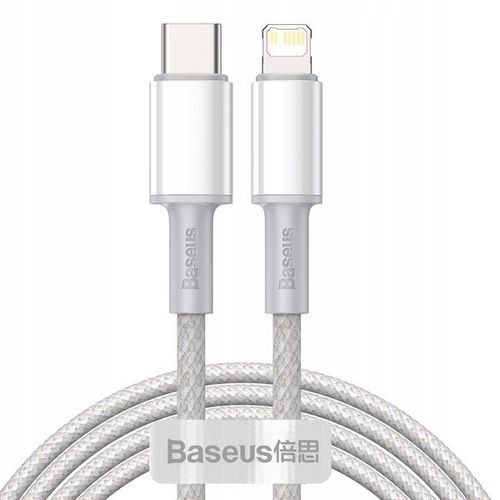 Kabel USB-C do Lightning Baseus High Density Braided, 20W, PD, 2m (biały) na Arena.pl