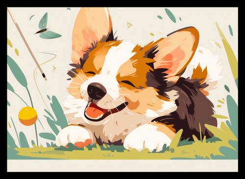 Plakat 35x25cm Beztroski Corgi na Arena.pl