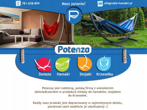 POTENZA Stelaż INDELA do 120kg do hamaka na Arena.pl