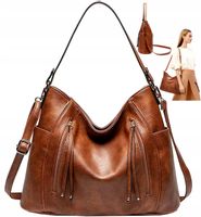 Damska Brązowa Torba Pojemna Torebka A4 Skórzana