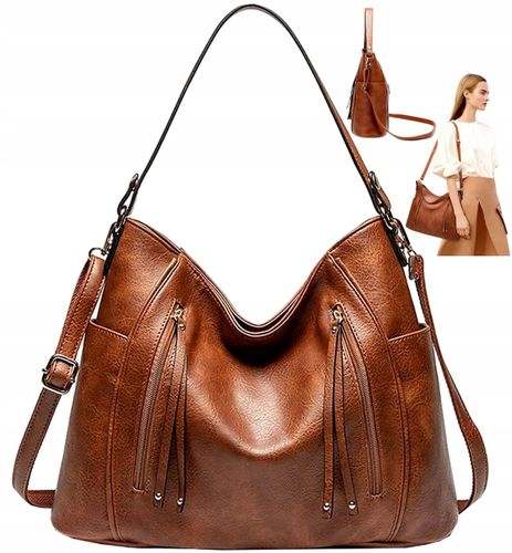 Damska Brązowa Torba Pojemna Torebka A4 Skórzana na Arena.pl