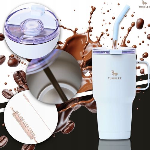 Kubek Termiczny z WYGODNYM Uchwytem i STALOWĄ Słomką TEMPERATURA DO na Arena.pl