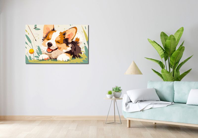 Obraz 100x60cm Beztroski Corgi zdjęcie 2