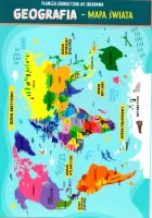 Dwustronna Plansza Edukacyjna A4. Geografia. Mapa Świata