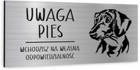 Tabliczka dibond uwaga pies Jamnik 20x10 cm z NADRUKIEM UV