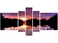 80CM 160CM OBRAZ 5 ELEM ZACHÓD SŁOŃCA WŚRÓD TRZCIN DRUK ŚCIENNY