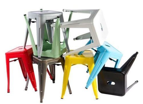 Stołek Paris żółty inspirowany Tolix na Arena.pl