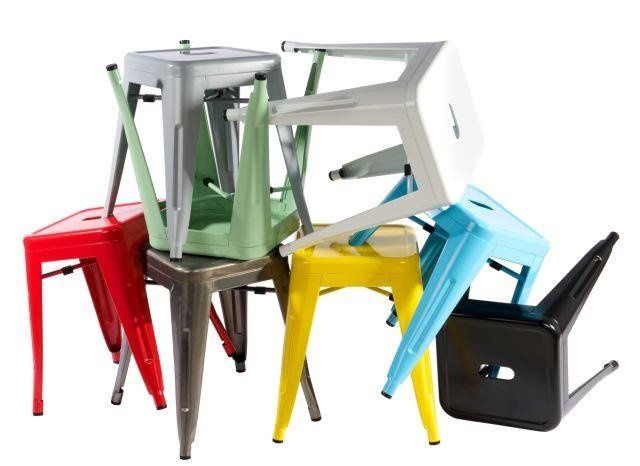 Stołek Paris żółty inspirowany Tolix zdjęcie 5