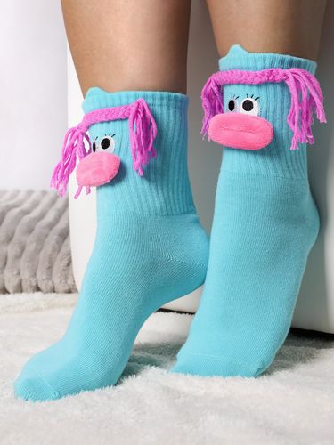 Skarpety bawełniane zabawna buźka niebieskie 35-38 YOCLUB na Arena.pl