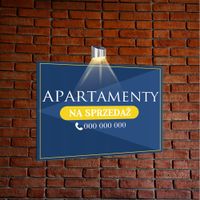 nadruk UV TABLICZKA reklamowa z lampą SZYLD dibond 40x30 APARTAMENTY