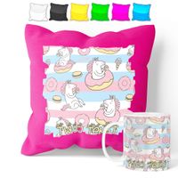 ZESTAW: KUBEK + POSZEWKA - JEDNOROŻEC UNICORN - PREZENT WIELE WZORÓW + IMIĘ