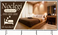 BANER REKLAMOWY 200x100cm projekt w cenie różne wzory NOCLEGI WOLNE POKOJE