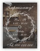 Naklejka zapraszamy godziny otwarcia na witrynę drzwi szybę 45x34 cm