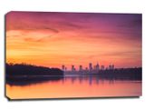 Warszawa Panorama miasta O zachodzie - obraz na płótnie 30x20 cm