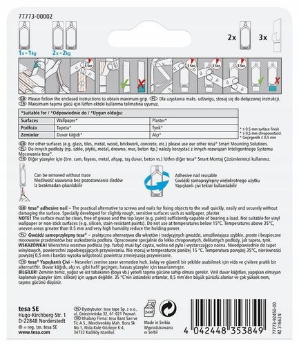 TESA Gwóźdź samoprzylepny do obrazów - Haczyki ścienne białe 1kg x2 na Arena.pl
