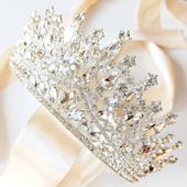 EFEKTOWA korona tiara diadem SREBRNA na panieński wybory miss ŚLUB