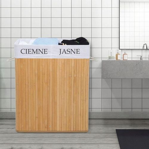 KOSZ BAMBUSOWY NA PRANIE DWUKOMOROWY POJEMNIK 100L na Arena.pl