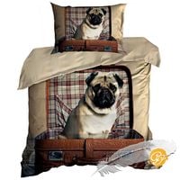 Pościel 3D bawełna satyna 140x200cm PIES MOPS