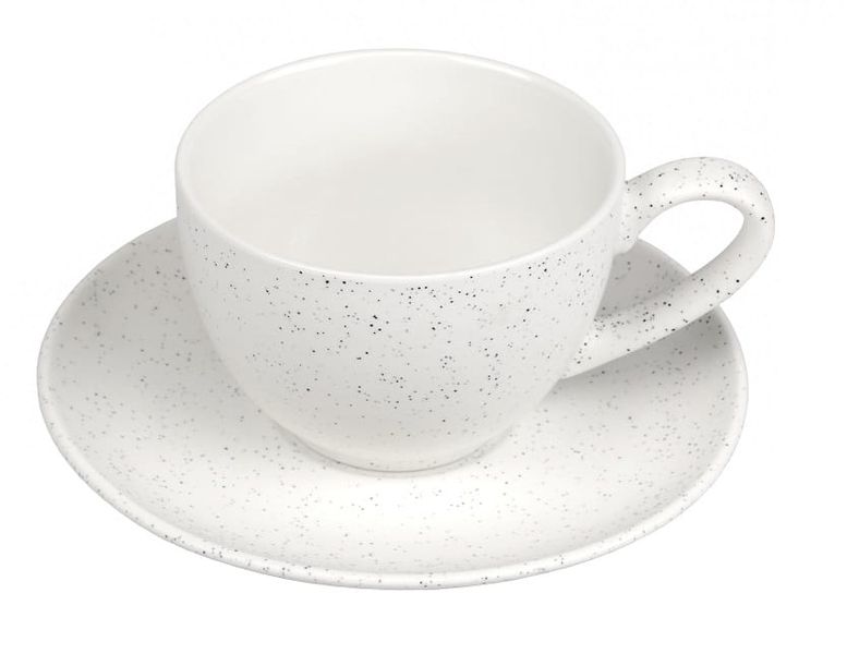 Filiżanka ze spodkiem RUSTIC 240 ml porcelana New Bone wzór white biały nakrapiany zdjęcie 1