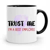 Dla Pracownika Kubek Czarny Best Employee Z Nadrukiem Ze Zdjęciem