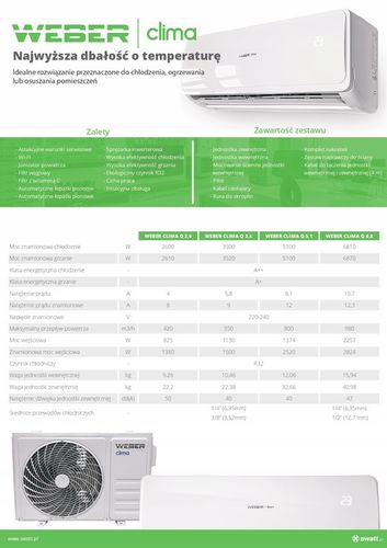 Klimatyzator ścienny WEBER CLIMA Q 3,4 kW + WiFi + 4D na Arena.pl