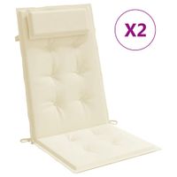 Poduszki na krzesła z wysokim oparciem, 2 szt., kremowe, Oxford