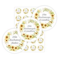 NAKLEJKI DZIEŃ BABCI I DZIADKA prezent upominek kwiaty 24szt. 5cm