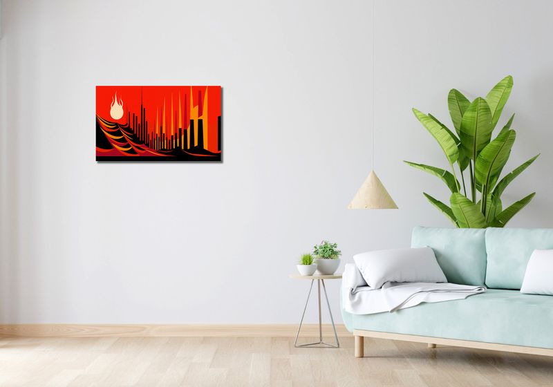 Obraz 70x40cm Miejski Krwisty Ogień zdjęcie 2