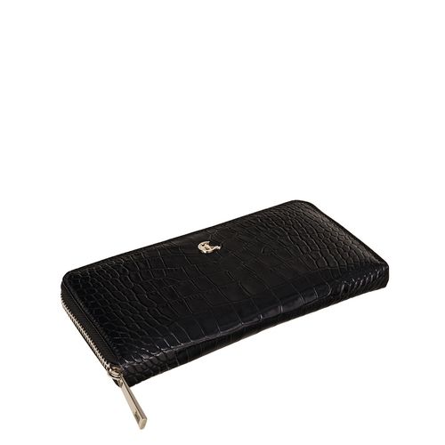 Duży Czarny Portfel Damski ze Skóry z Wzorem Krokodyla – Luksusowy Design i Funkcjonalność PD090s166 RFID na Arena.pl