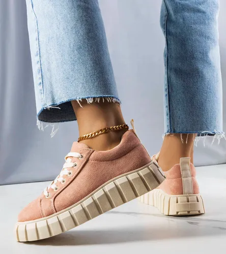 Różowe sneakersy na platformie Pamela 39 na Arena.pl