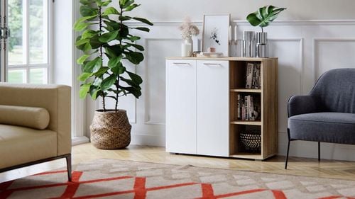 Szafka Szuflady Półki Pojemna Do Salonu Sypialni Sofi Sonoma Biały Mat na Arena.pl