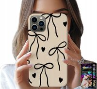 ETUI DO IPHONE 11 PRO MAX - BEŻOWE KOKARDKI WSTĄŻKA MODNE WZORY