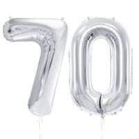 Balony foliowe liczba 70 srebrny, 86 cm
